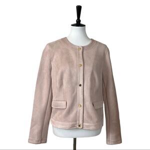 Marc New York Faux Suede Blush Pink Snap Front Jacket Women's Size PL Petite